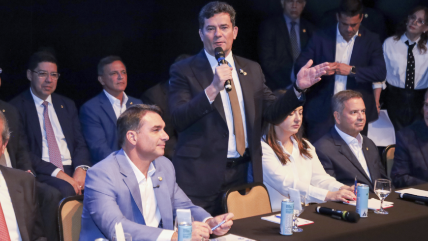 Senador Sergio Moro durante sua filiação ao PL (Partido Liberal) • Reprodução/Partido Liberal